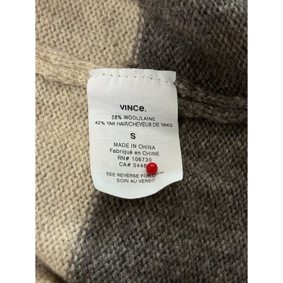 Vince Striped Sweater Wool Yak Hair Sweater Tunic Gray Cream Women Size S - Picture 5 of 8